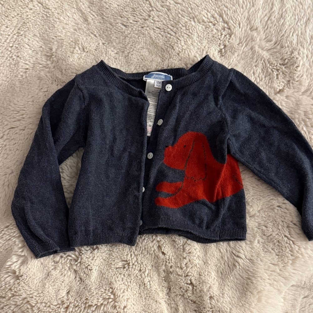 Jacadi Navy intarsia Cardigan with dog